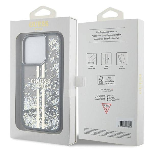 Guess Liquid Glitter Gold Stripes - θήκη για Apple iPhone 15 Pro Max - Μαύρο - Image 8