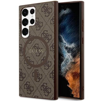 Guess Collection Leather Metal Logo - Samsung Galaxy S24 Ultra - Καφέ