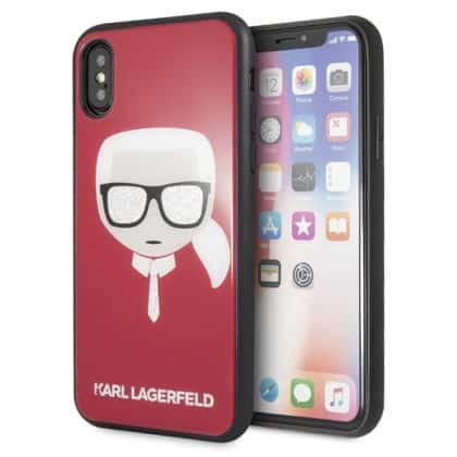 Karl Lagerfeld Glitter Karl`s Head - θήκη για Apple iPhone X/Xs - Κόκκινο