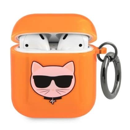 Karl Lagerfeld KLA2UCHFO κάλυμμα AirPods 1/2 πορτοκαλί/orange Choupette