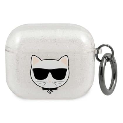 Karl Lagerfeld KLA3UCHGS Θήκη για AirPods 3 ασημί Glitter Choupette