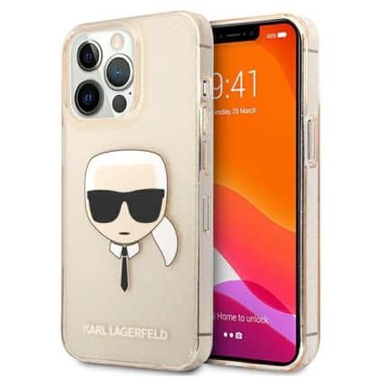Karl Lagerfeld Glitter Karl's Head - θήκη για Apple iPhone 13 Pro / - Χρυσό