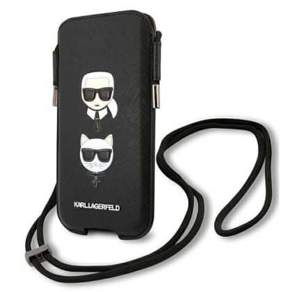 Karl Lagerfeld Τσάντα KLHCP12MOPHKCK 6,1" μαύρη/black hardcase Saffiano Ikonik Karl&Choupette Head
