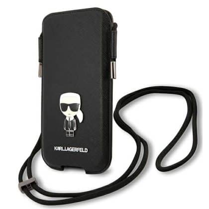 Karl Lagerfeld Τσάντα KLHCP12MOPHKMK 6,1" μαύρη/black hardcase Saffiano Ikonik Karl`s