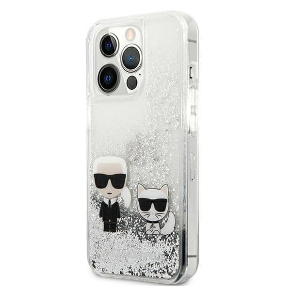 Karl Lagerfeld Liquid Glitter - Karl & Choupette - θήκη για Apple iPhone 13 Pro Max - Ασημί - Image 2