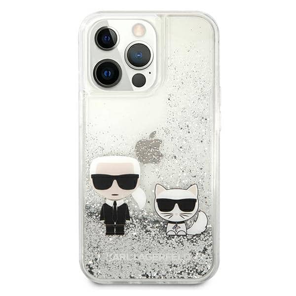Karl Lagerfeld Liquid Glitter - Karl & Choupette - θήκη για Apple iPhone 13 Pro Max - Ασημί - Image 3