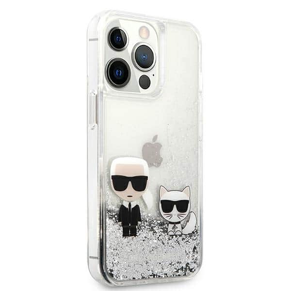 Karl Lagerfeld Liquid Glitter - Karl & Choupette - θήκη για Apple iPhone 13 Pro Max - Ασημί - Image 4