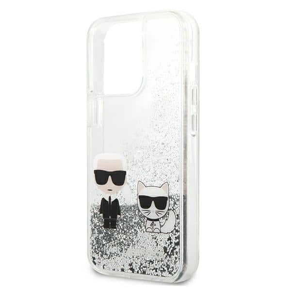 Karl Lagerfeld Liquid Glitter - Karl & Choupette - θήκη για Apple iPhone 13 Pro Max - Ασημί - Image 6