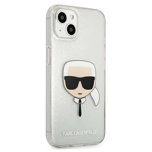 Karl Lagerfeld Glitter Karl`s Head - θήκη για Apple iPhone 13 mini - Ασημί - Image 4