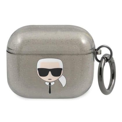 Karl Lagerfeld KLA3UKHGK Κάλυμμα για AirPods 3 μαύρο/black Glitter Karl`s Head