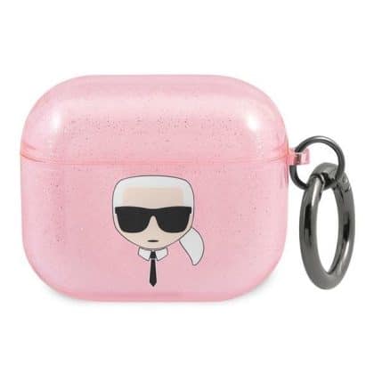 Karl Lagerfeld KLA3UKHGP Κάλυμμα AirPods 3 ροζ Glitter Karl`s Head