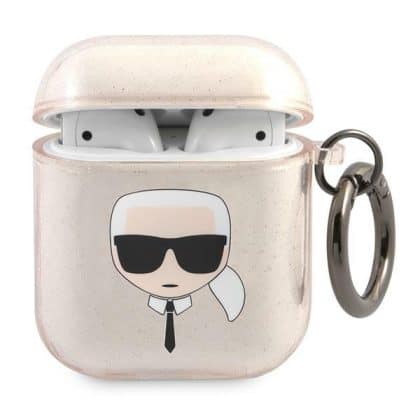Karl Lagerfeld KLA2UKHGD Κάλυμμα AirPods 1/2 χρυσό Glitter Karl`s Head