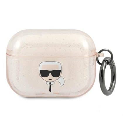 Karl Lagerfeld KLAPUKHGD Κάλυμμα για AirPods Pro χρυσό/ gold Glitter Karl`s Head
