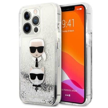 Karl Lagerfeld Liquid Glitter Karl&Choupette - θήκη για Apple iPhone 13 Pro / - Διάφανο