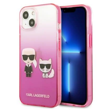 Karl Lagerfeld Gradient Ikonik Karl & Choupette - θήκη για Apple iPhone 13 mini - Ροζ