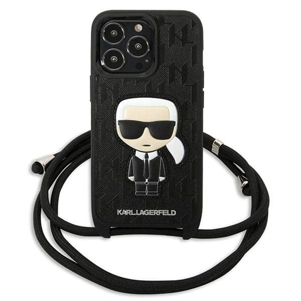 Karl Lagerfeld Leather Monogram Patch and Cord - θήκη για Apple iPhone 13 Pro / - Μαύρο - Image 2