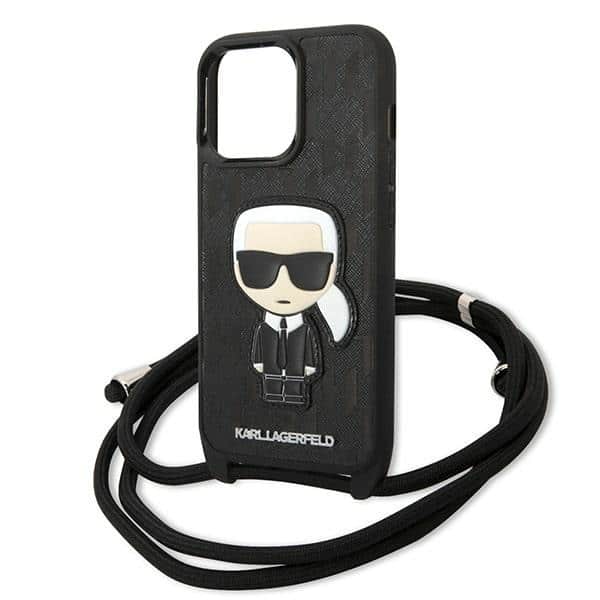 Karl Lagerfeld Leather Monogram Patch and Cord - θήκη για Apple iPhone 13 Pro / - Μαύρο - Image 5