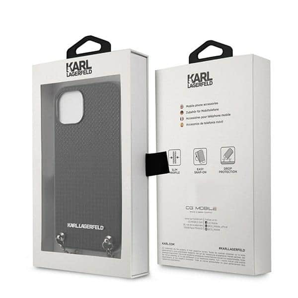 Karl Lagerfeld Leather Textured and Chain - θήκη για Apple iPhone 13 mini - Μαύρο - Image 8