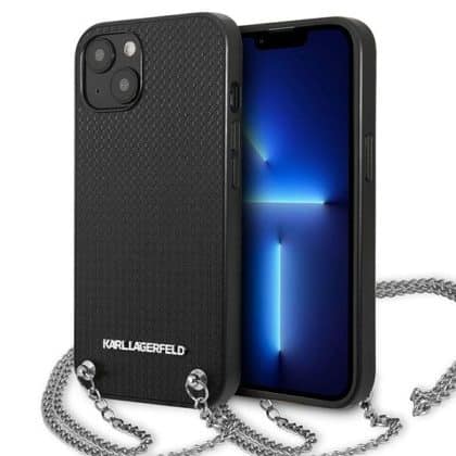 Karl Lagerfeld Leather Textured and Chain - θήκη για Apple iPhone 13 - Μαύρο