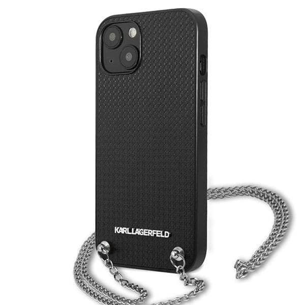 Karl Lagerfeld Leather Textured and Chain - θήκη για Apple iPhone 13 - Μαύρο - Image 2