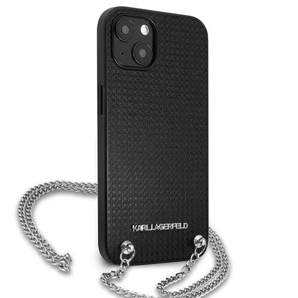 Karl Lagerfeld Leather Textured and Chain - θήκη για Apple iPhone 13 - Μαύρο - Image 4