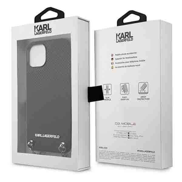 Karl Lagerfeld Leather Textured and Chain - θήκη για Apple iPhone 13 - Μαύρο - Image 8