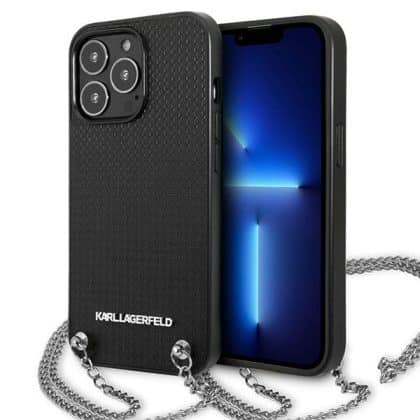 Karl Lagerfeld Leather Textured and Chain - θήκη για Apple iPhone 13 Pro / - Μαύρο
