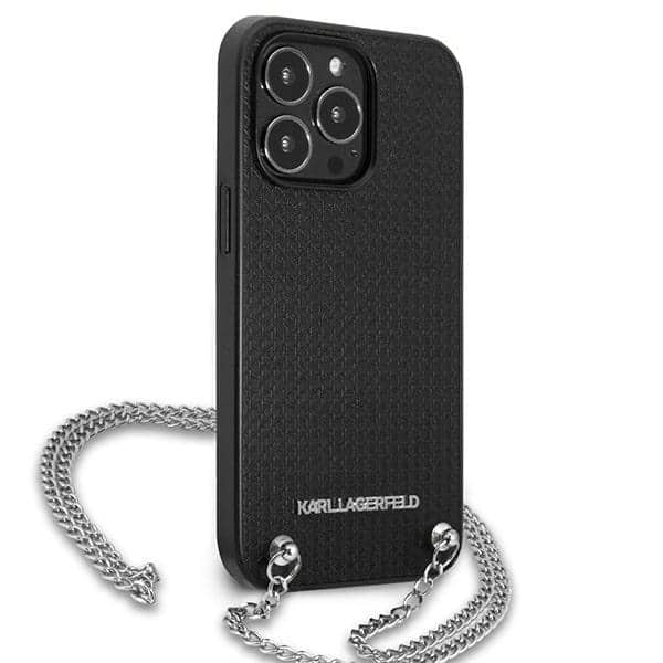 Karl Lagerfeld Leather Textured and Chain - θήκη για Apple iPhone 13 Pro / - Μαύρο - Image 4