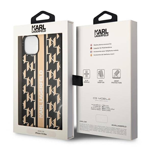 Karl Lagerfeld Monogram Stripe - θήκη για Apple iPhone 14 Plus - Καφέ - Image 8
