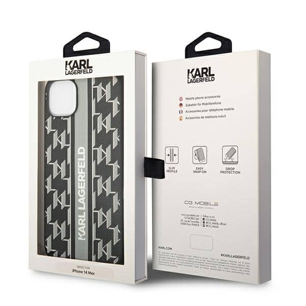 Karl Lagerfeld Monogram Stripe - θήκη για Apple iPhone 14 Plus - Γκρι - Image 8