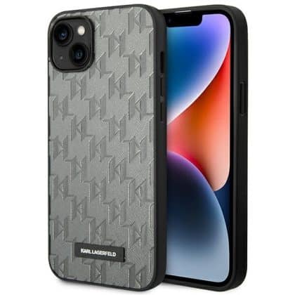 Karl Lagerfeld Saffiano Mono Metal Logo - θήκη για Apple iPhone 14 Plus - Γκρι