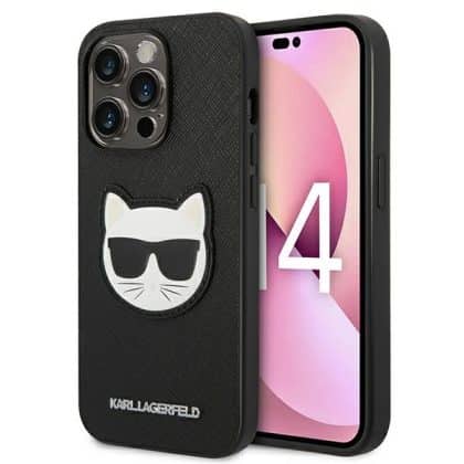 Karl Lagerfeld Saffiano Choupette Head Patch - θήκη για Apple iPhone 14 Pro Max - Μαύρο