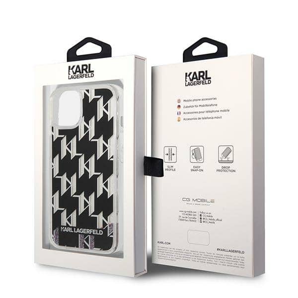 Karl Lagerfeld Liquid Glitter Monogram - θήκη για Apple iPhone 14 Plus - Μαύρο - Image 8
