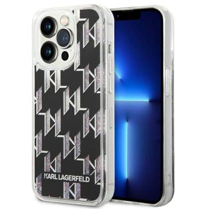 Karl Lagerfeld Liquid Glitter Monogram - θήκη για Apple iPhone 14 Pro - Μαύρο
