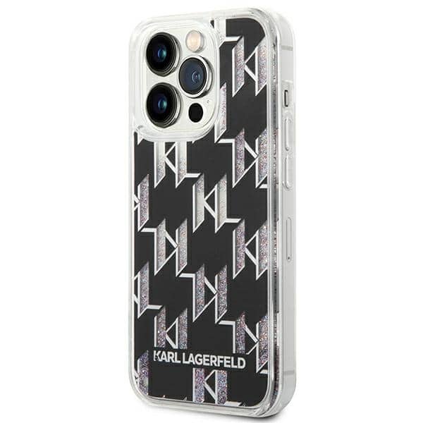 Karl Lagerfeld Liquid Glitter Monogram - θήκη για Apple iPhone 14 Pro - Μαύρο - Image 2