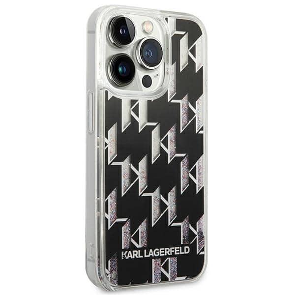 Karl Lagerfeld Liquid Glitter Monogram - θήκη για Apple iPhone 14 Pro - Μαύρο - Image 4
