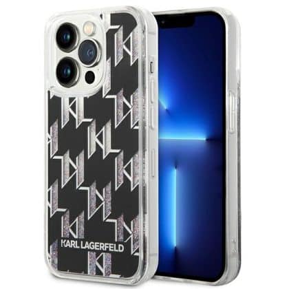 Karl Lagerfeld Liquid Glitter Monogram - θήκη για Apple iPhone 14 Pro Max - Μαύρο
