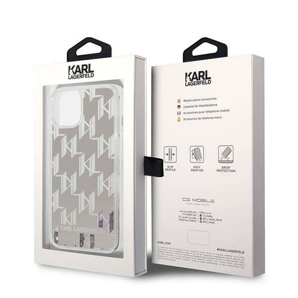 Karl Lagerfeld Liquid Glitter Monogram - θήκη για Apple iPhone 14 - Διάφανο - Image 8