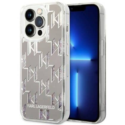 Karl Lagerfeld Liquid Glitter Monogram - θήκη για Apple iPhone 14 Pro - Διάφανο