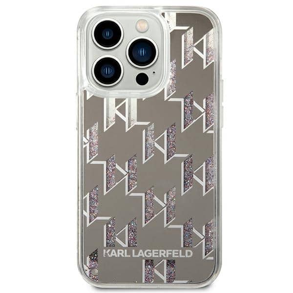 Karl Lagerfeld Liquid Glitter Monogram - θήκη για Apple iPhone 14 Pro - Διάφανο - Image 3