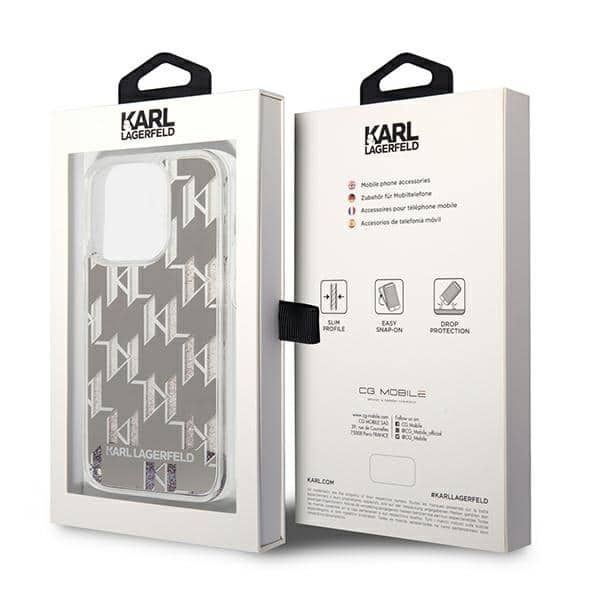 Karl Lagerfeld Liquid Glitter Monogram - θήκη για Apple iPhone 14 Pro - Διάφανο - Image 8