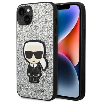 Karl Lagerfeld Glitter Flakes Ikonik - θήκη για Apple iPhone 14 Plus - Διάφανο
