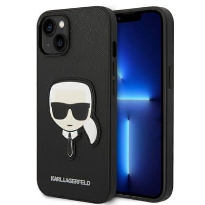 Karl Lagerfeld Saffiano Karl`s Head Patch - θήκη για Apple iPhone 14 Plus - Μαύρο