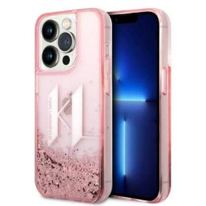 Karl Lagerfeld Liquid Glitter Big KL - θήκη για Apple iPhone 14 Pro - Ροζ