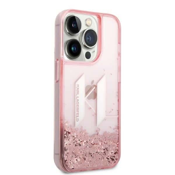 Karl Lagerfeld Liquid Glitter Big KL - θήκη για Apple iPhone 14 Pro - Ροζ - Image 4
