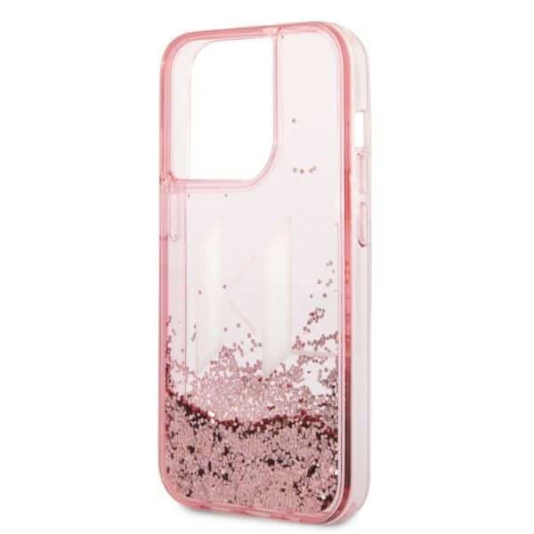 Karl Lagerfeld Liquid Glitter Big KL - θήκη για Apple iPhone 14 Pro - Ροζ - Image 6