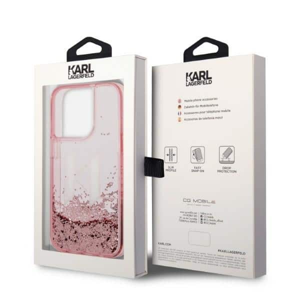 Karl Lagerfeld Liquid Glitter Big KL - θήκη για Apple iPhone 14 Pro - Ροζ - Image 8