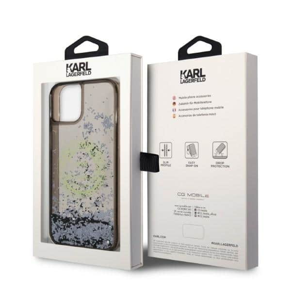 Karl Lagerfeld Liquid Glitter - θήκη για Apple iPhone 14 - Μαύρο - Image 8