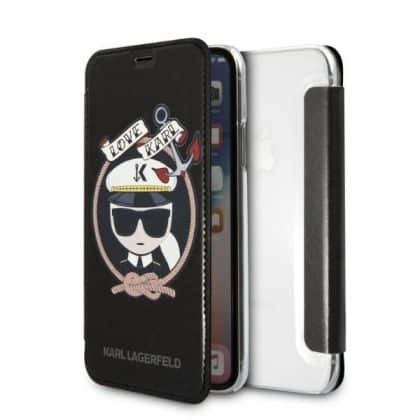 Karl Lagerfeld Signature Glitter - θήκη για Apple iPhone X / XS - Μαύρο