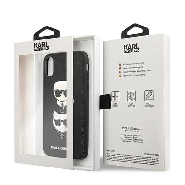 Karl Lagerfeld Saffiano Karl&Choupette Head - θήκη για Apple iPhone X / XS - Μαύρο - Image 7